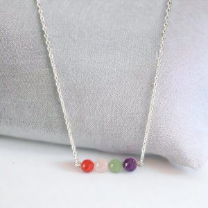 Sterling Silver Multi-Color Gemstone Necklace